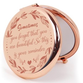 PDOZV Small Compact Mirror, Rosegold Round 2.6” Metal Frame Style Double Sided Mini Magnifying 1X/2X Mirror for Purse Can be Used as Gifts for Woman (RGCn01)