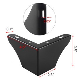 Qiveno 3 Inch Metal Furniture Legs Set of 4, Heavy Duty Furniture Feet Minimalist Design Sofa Feets DIY Replacement Parts for TV Cabinet, Coffee Table (Black)