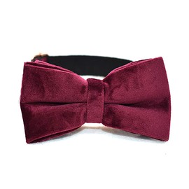 Love Dream Bowtie Dog Collar, Velvet Dog Collars with Detachable Bowtie Metal Buckle, Soft Comfortable Adjustable Bow Tie Collars for Small Medium Large Dogs (Large, Wine Red)
