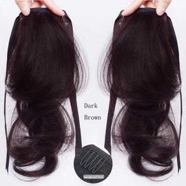 30cm Lightweight Twin-tail Clip in Ponytail Extension Tie Up Short Wavy Pony Tail Hairpiece 2pcs Synthetic High Ponytails Buns(Dark brown)