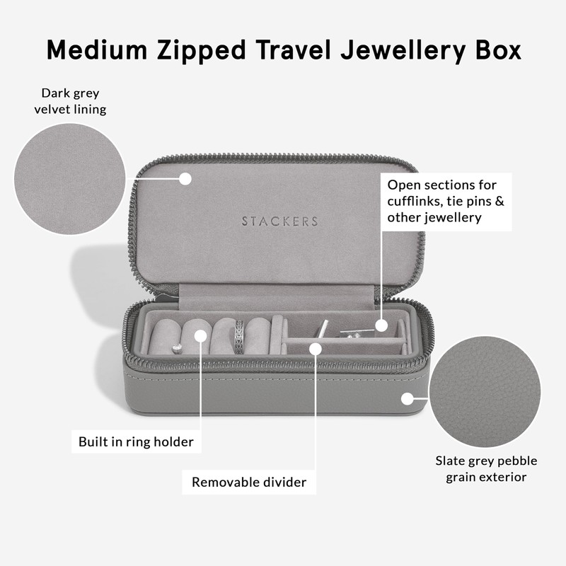 Stackers Slate Grey Medium Jewellery Travel Box