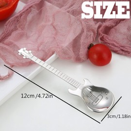 ESRISE Guitar Coffee Spoon Musician Gifts, Funny Music Decoration Gift Teaspoon, Stainless Steel Gift Musician Guitar Spoon (Silver-6a)