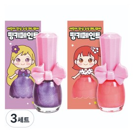 I'm Pinky Pinky Paint Children's Nail Polish 9ml x 2 types set, shiny purple, neon orange, 3 sets / 아임핑키 핑키페인트 어린이 매니큐어 9ml x 2종 세트, 샤이니퍼플, 네온오렌지, 3세트