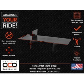 Vehicle OCD – Center Console Divider and Glove Box Organizer for Honda Pilot (2016-2022), Ridgeline (2017-2023), and Passport (2017-2023) – Made in USA – SLX516
