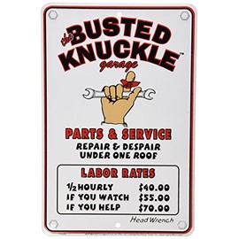 Busted Knuckle Garage BKG-81 12" X 8" Mechanic's Labor Rate Sign