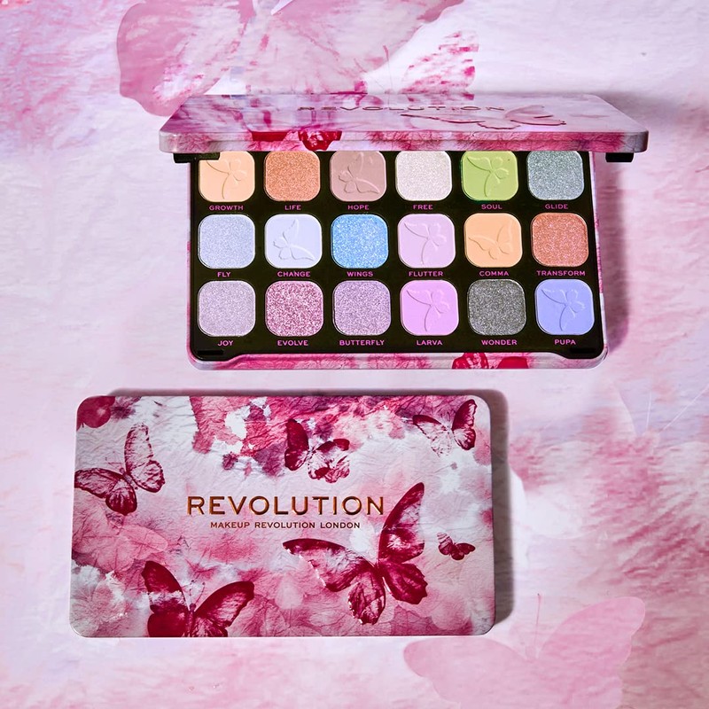 Makeup Revolution, Forever Flawless Butterfly Eyeshadow Palette, 18 Shades, 19.8