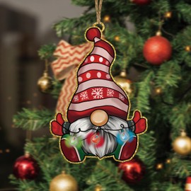 Christmas Gnome Ornaments for Christmas Tree, Acrylic Glitter Gnome Snowflake Christmas Ornaments 1 pcs, Xmas Gnome Christmas Decor Christmas Tree Hanging Decorations 4.6 Inch Tall