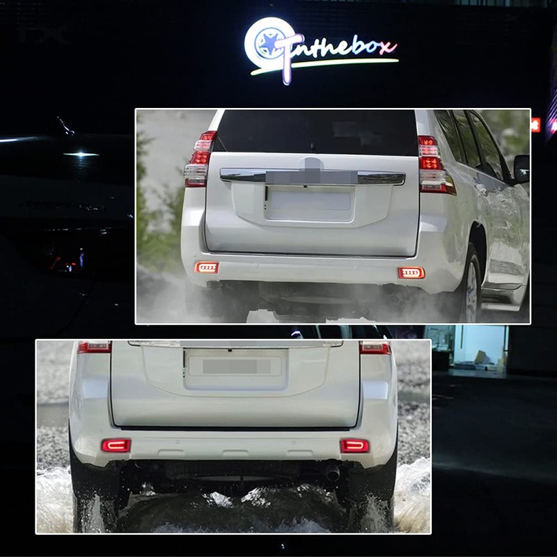 GTINTHEBOX 3D Optic Red LED Rear Bumper Reflectors Brake Tail