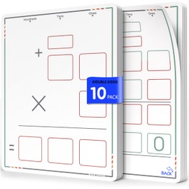 SCRIBBLEDO Multiplication Math Practice 9”x12” Small White Board Dry Erase Sheets Math Manipulatives 3rd Grade Times Table Math Supplies Teacher Students Classroom Pack of 10 Sheets