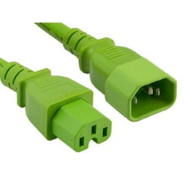 Cable Leader 6ft 14 AWG 15A 250V Power Cord (IEC320 C14 to IEC320 C15), Green