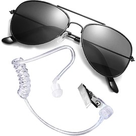 Btanadi Men in Costume Black-Costume Accessories - Secret-Service and Spy FBI Costumes, Fake Ear Piece and Sunglasses (1 Pcs)