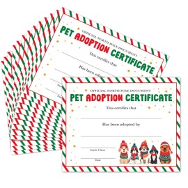 Pet Adoption Certificates, 25 Pcs Christmas Adopt A Pet Certificate, Christmas Gifts for Kids, Puppy Dog Adoption Party Decorations Favors Supplies Decorations, 23