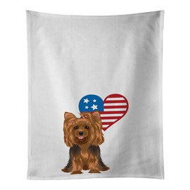 Caroline's Treasures Yorkie Black and Gold #1 Patriotic White Kitchen Set of 2Kitchen Cotton Hand-Towels