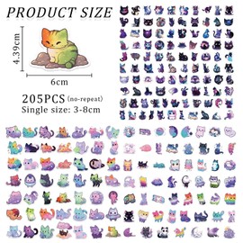 205 Pieces of Cat Stickers, Starry Sky Theme Stickers, Cute Stickers, Can Decorate Suitcases, Water Cups, Notebooks
