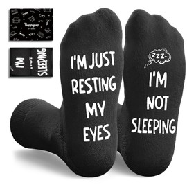 HAPPYPOP Father Day Socks - Im Not Sleeping Socks, Grandpa Gifts from Grandkids, Christmas Easter Gifts for Dad Papa Husband, Stocking Stuffers