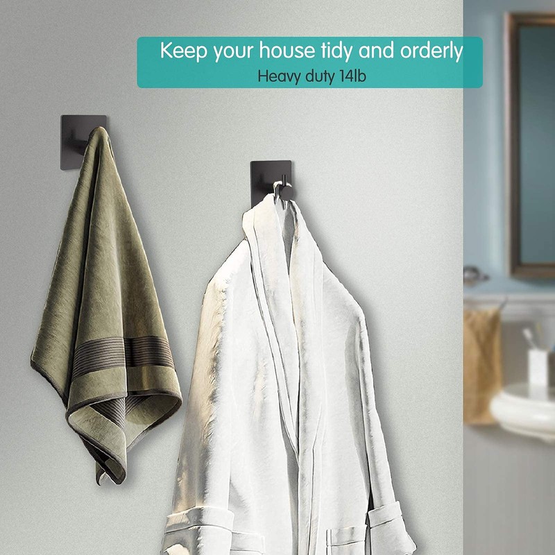 BARONAGE Adhesive Hooks, Heavy Duty Stick on Wall Hooks Robe