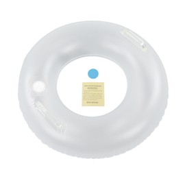 LED Inflatable Swim Ring with 2 Handles Transparent Swimming Floating Ring with Colorful LED Light for Kids Pool Toys