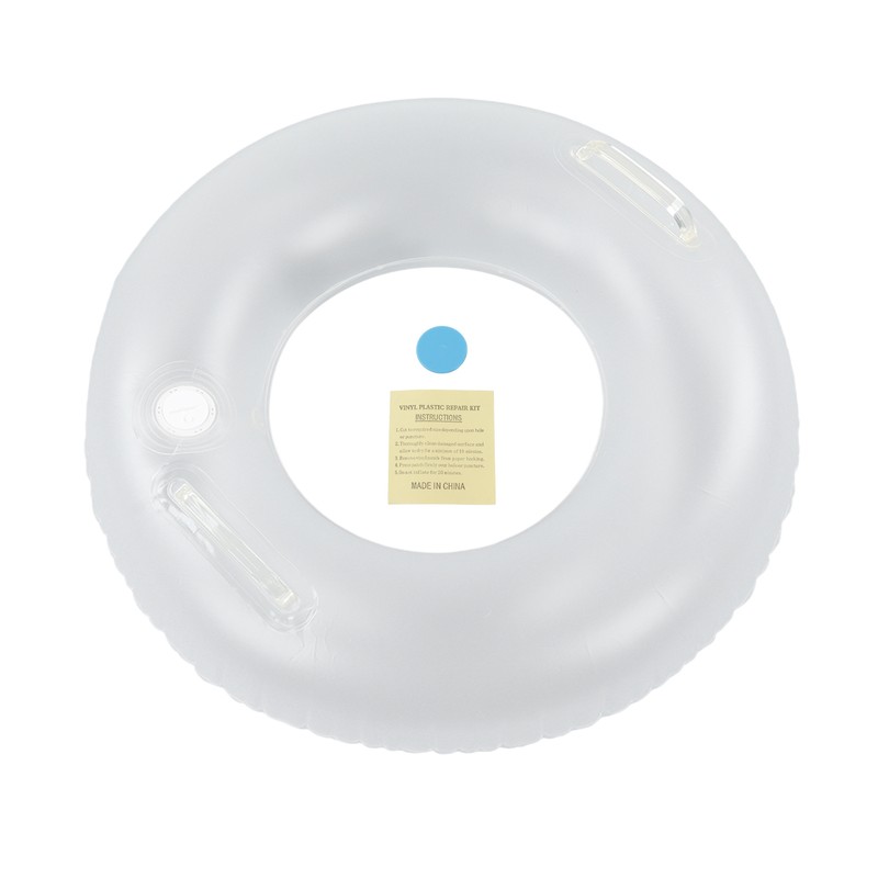 LED Inflatable Swim Ring with 2 Handles Transparent Swimming Floating