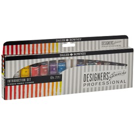 Daler Rowney Designers Gouache Introduction Paint Set, 12 Assorted Colours x 15ml Tubes, Ideal for Professional Watercolour & Gouache Artists