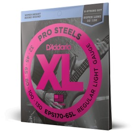 D'Addario EPS170-6SL XL ProSteels Regular Light (.030-.130) 6-String Super Long Scale Electric Bass Guitar Strings