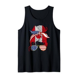 Half American Canadian Roots Canada USA Messy Bun Women DNA Tank Top