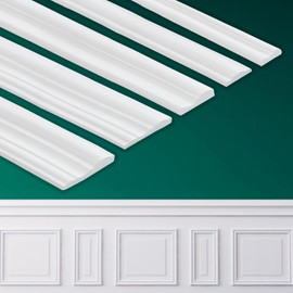 Peel and Stick Wall Molding, Chair Rail Wainscoting Panel, Finish Trim for Home Decoration (Paintable White, 9.8ft x 1.1in)