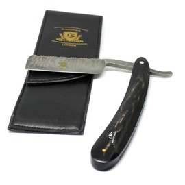 Classic Vintage Shaving Razors for Men New - Genuine Buffalo Horn Handle - Straight Cut Throat Shaving Razor - Damascus Steel - Beard Trimmer Razor - Wet Shaving Black - Storage Case