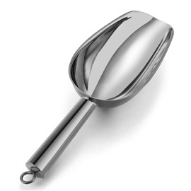 E-far Black Stainless Steel Scoop 6 Ounce, Utility Metal Ice Scooper for Kitchen Freezer Bar Wedding Party, Multipurpose Small Scoop for Sugar/Flour/Pet Food/Bean/Popcorn/Dry Goods, Dishwasher Safe
