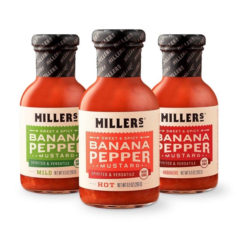 Miller's Banana Pepper Mustard Sauce Gift Box - Includes Hot,