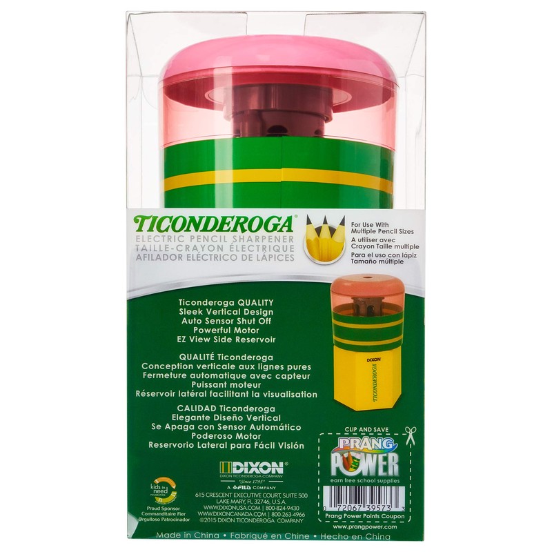 Ticonderoga Electric Pencil Sharpener, Pencil Shaped, Yellow