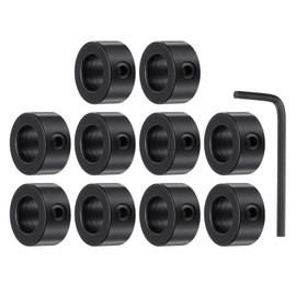 HiPicco Set Screw Collars, 10 Pack 8.05mm Bore Shaft Lock Collars, 14mm OD, 7mm Width, Black Oxide Coated Carbon Steel Landing Gear Stopper Wheel Collar, Includes Wrench