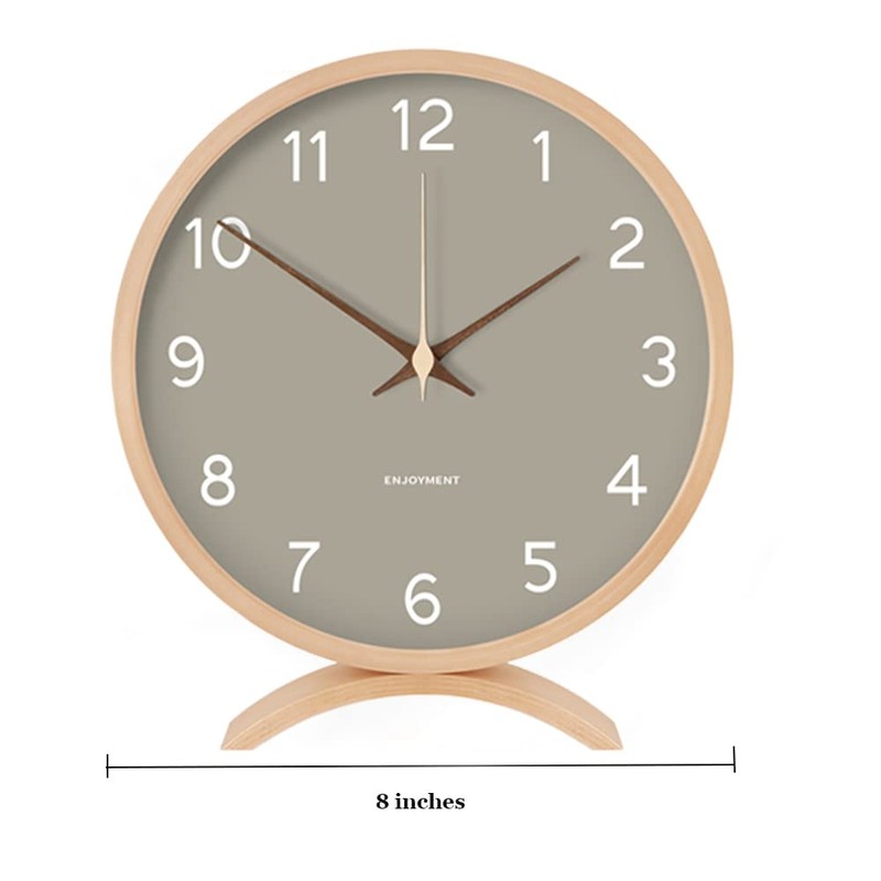 Maxspace Table Clock - 8 Inch Silent Non-Ticking Wooden Timepiece