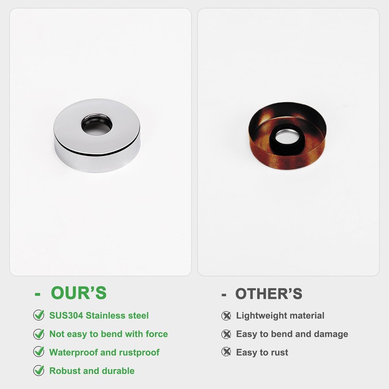 BathAce Shower Arm Flange, Stainless Steel Replacement Wall Split Flange/Escutcheon