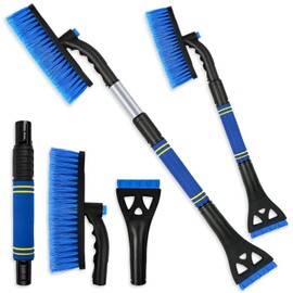 Axinyijia 3-in-1 Ice Scraper Car Snow Brush, Ice Scraper Car with Broom Telescope, 360° Ice Scraper Car Windscreen Broom Snow