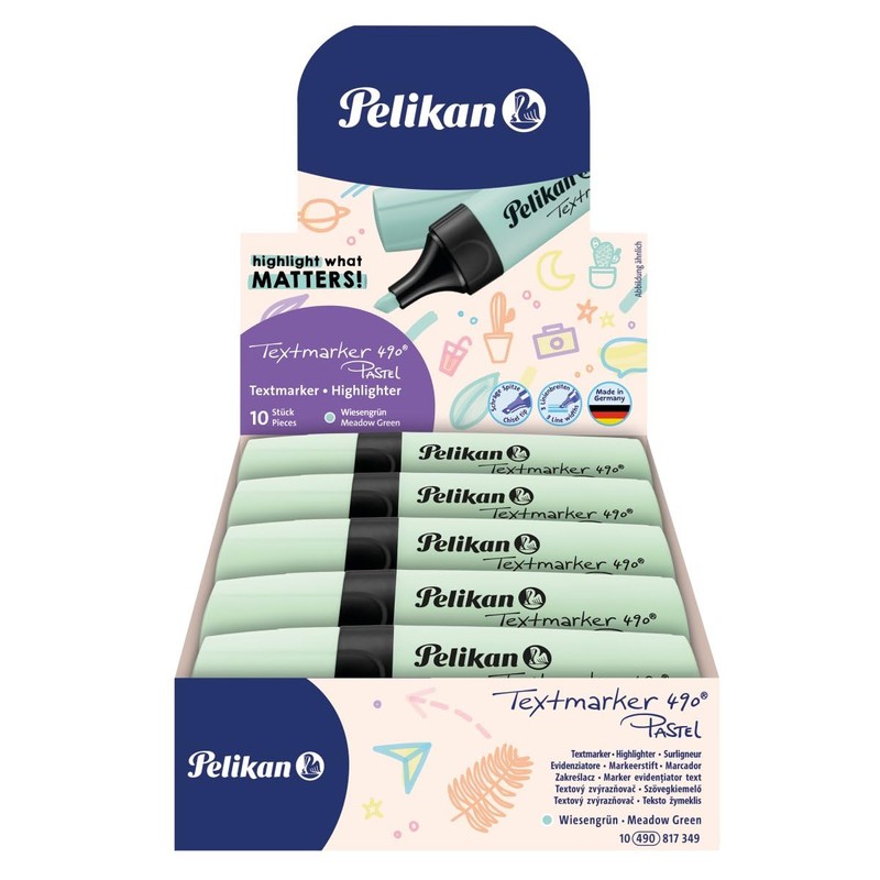 Pelikan 817349 Highlighters 490 Pastel, Meadow Green, Pack of 10