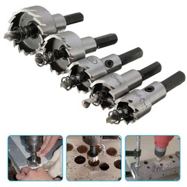5 Piece Hole Saw Carbide Drill Bit 16-30 mm HSS Steel Drill Hole Saw Set Titanium Coated Hole Opener Pilot Drill for Stainless Steel, Iron, Alloy, Wood, Plastic