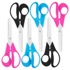 Left-Handed Kids Scissors,5 Inch Safety Childen Craft Scissors,Safe and Comfortable Handles,Suitable for Students and Children's Craft Paper Cutting, Multiple Colours,6-Piece Set