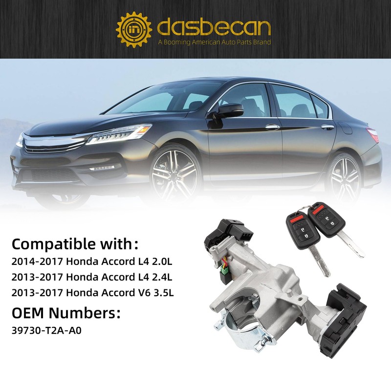 Dasbecan 39730-T2A-A0 Ignition Switch Lock Cylinder Housing Assembly with 2