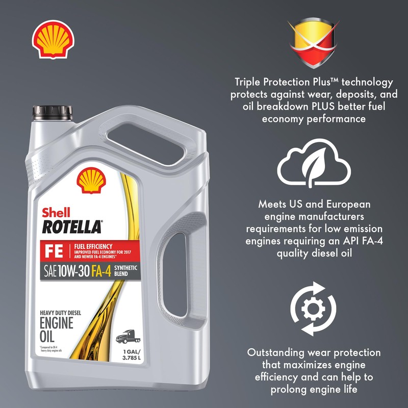 Shell Rotella T5 FE 10W-30 Synthetic Blend Diesel Engine Oil,