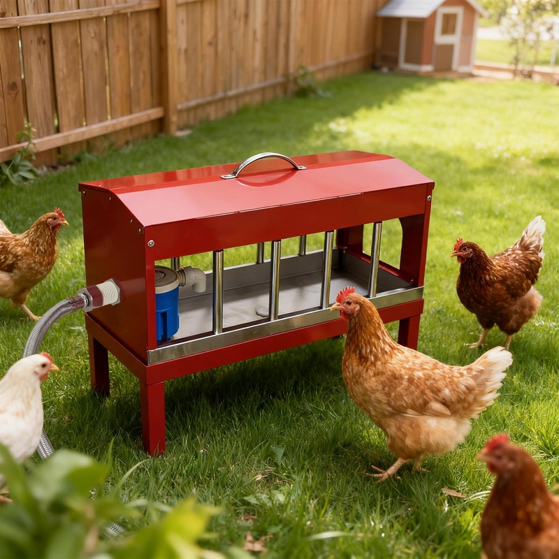 Automatic Chicken Waterer, Multi-Side Drinking Holes and Detachable Legs