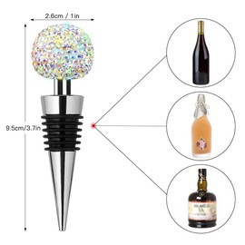 Soleebee Bling Decorative Wine Stoppers,Wine Bottle Stopper with Crystal Rhinestone, Beverage Bottle Stoppers for Gifts, Bar, Holiday Party, Wedding (AB Color)