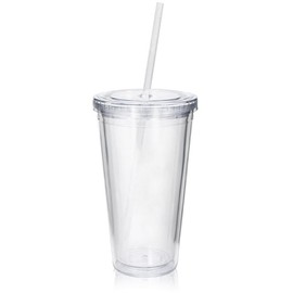Tumblers with Lids and Straws Wall Clear Plastic Tumblers Bulk Reusable Cups with Straw 1Pc Clear 650ML