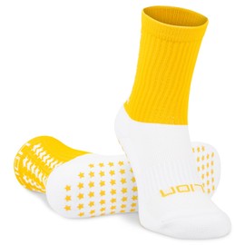 Lion Elite 2.0 Grip Socks – Non-Slip Football Socks with Dual Grip – Pairs with Sleeves, Adults & Kids Sizes, Colours To Match Team Kit - Yellow | Small