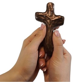 Holy land Wood and Stone Journey Holding Cross - JHC 7 Burnished Bronze