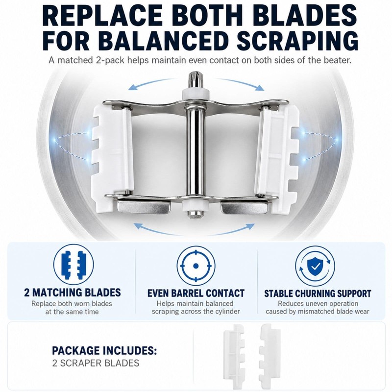 YKF-116 Scraper Blades for VEVOR Hard Ice Cream Machines, 2-Pack