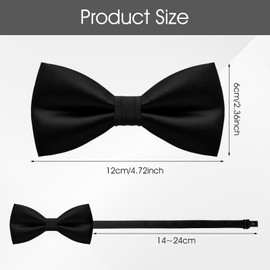 WY LIGHTING LEVEL Bow Tie Pre-Tie Style Bowtie, Mens Classic Bowtie for Wedding Formal Events, Solid Vintage Tuxedo Bow Ties for Adults and Children(Black)
