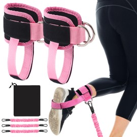 Wood Homing Ankle Resistance Bands with Cuffs - 3 Level Ankle Weight Exercise Band with Adjustable Cable Kickback Ankle Strap Leg Glute Booty Fitness Equipment for Women Gym Home Stretch Pilate Yoga