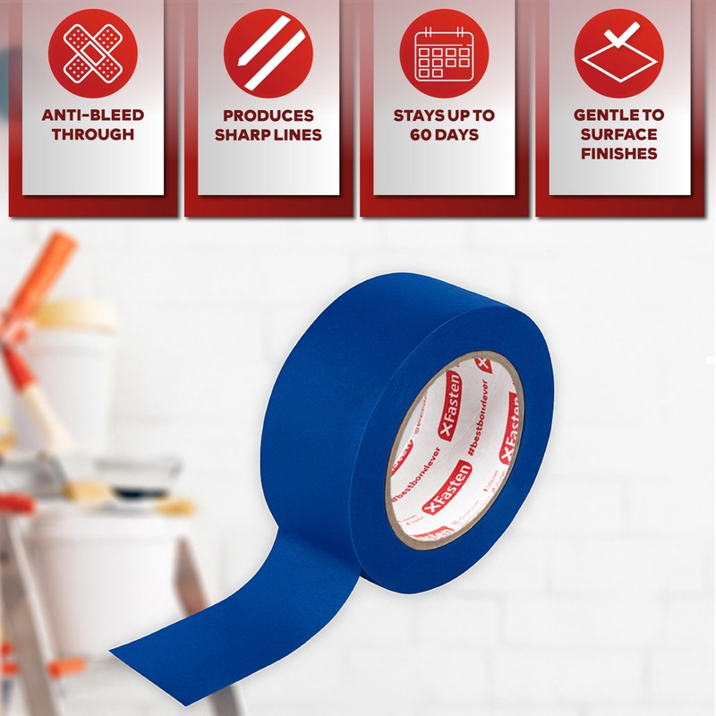 XFasten Professional Blue Painters Tape, Multi-Use, 3 Inches x 60
