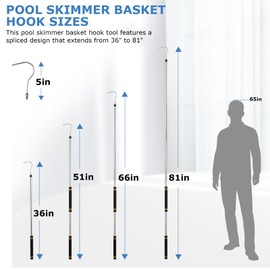 Greeily Pool Retrieval Hook for Robotic Pool Cleaner, 36" to 81" Hook for All Robotic Pool Cleaner with Swimming Pool Pole Robot with Comfortable Sponge Handle Stainless Steel Pole