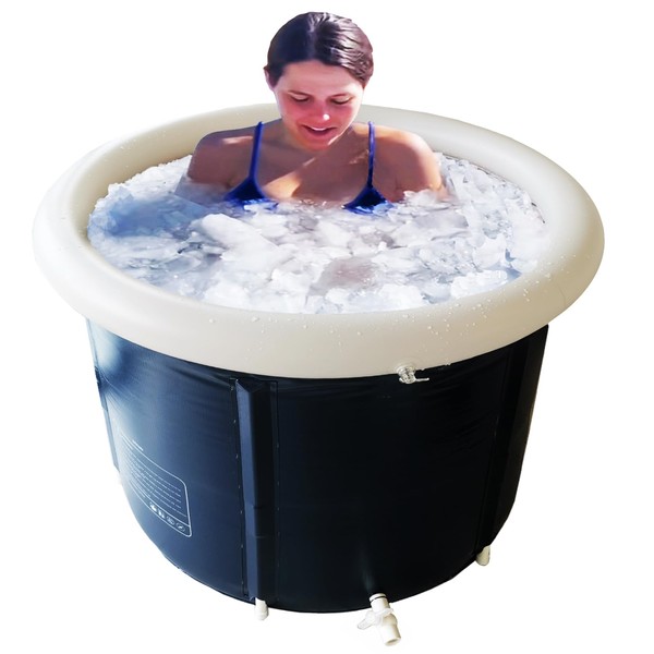 Foldable bathtub Soaking Tub Portable Bathtub Adult Inflatable Portable Bathtub Inflatable Ice Bath Ice Plunge Tub Ice Bath Tub for Adults Cold Plunge Tub Outdoor (Φ34.6”)